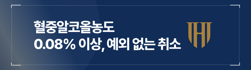 혈중알코올농도 0.08% 이상, 예외 없는 취소